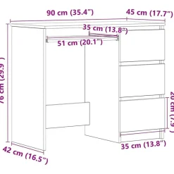 vidaXL - Bureau - Zwart - Bewerkt hout