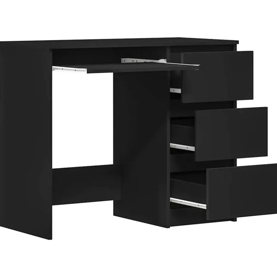 vidaXL - Bureau - Zwart - Bewerkt hout