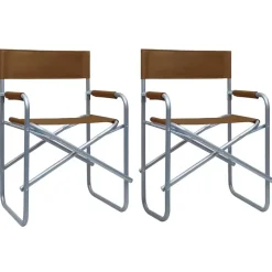 vidaXL - Campingstoel - Bruin - Metaal - 2 stuks