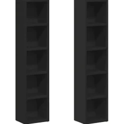 vidaXL - Cd-kast - Zwart - Bewerkt hout - 2 stuks