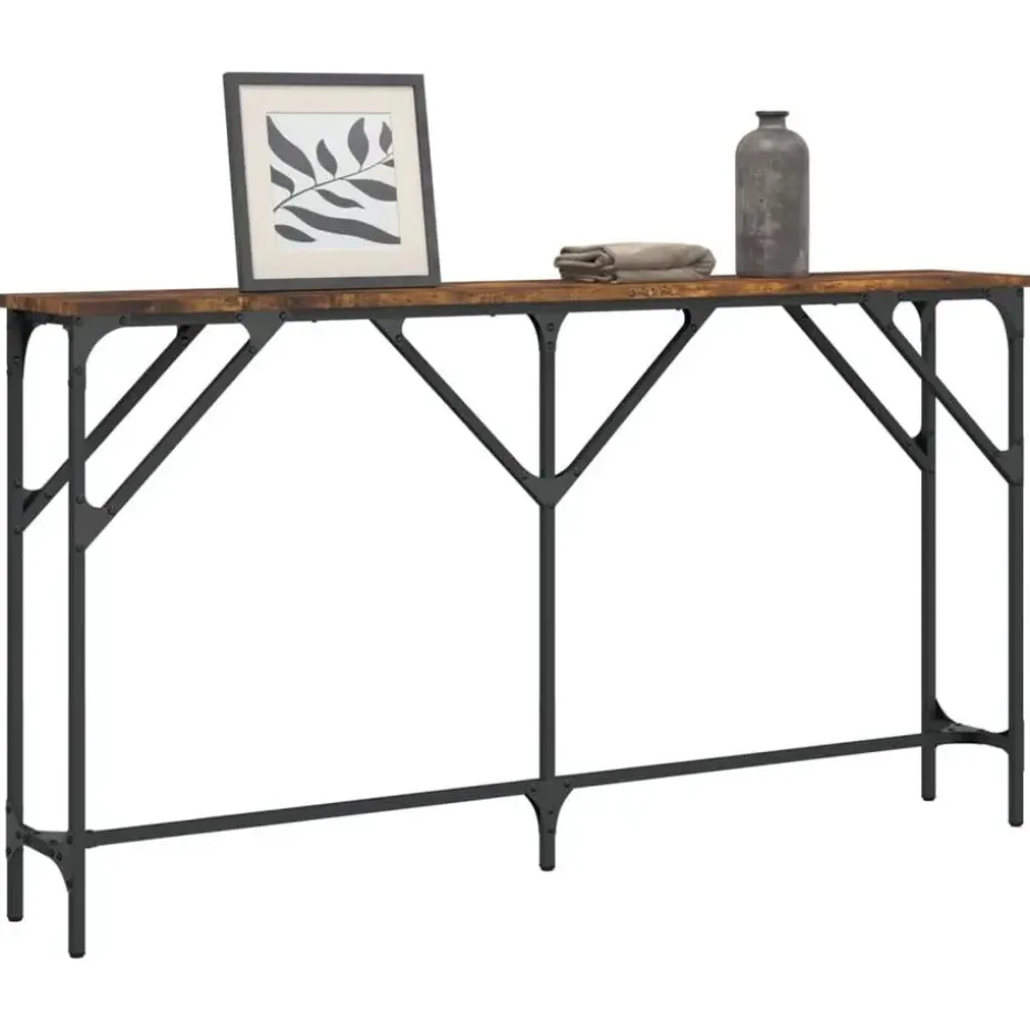 vidaXL - Consoletafel - Gerookt eiken - Bewerkt hout - 140x23x75 cm