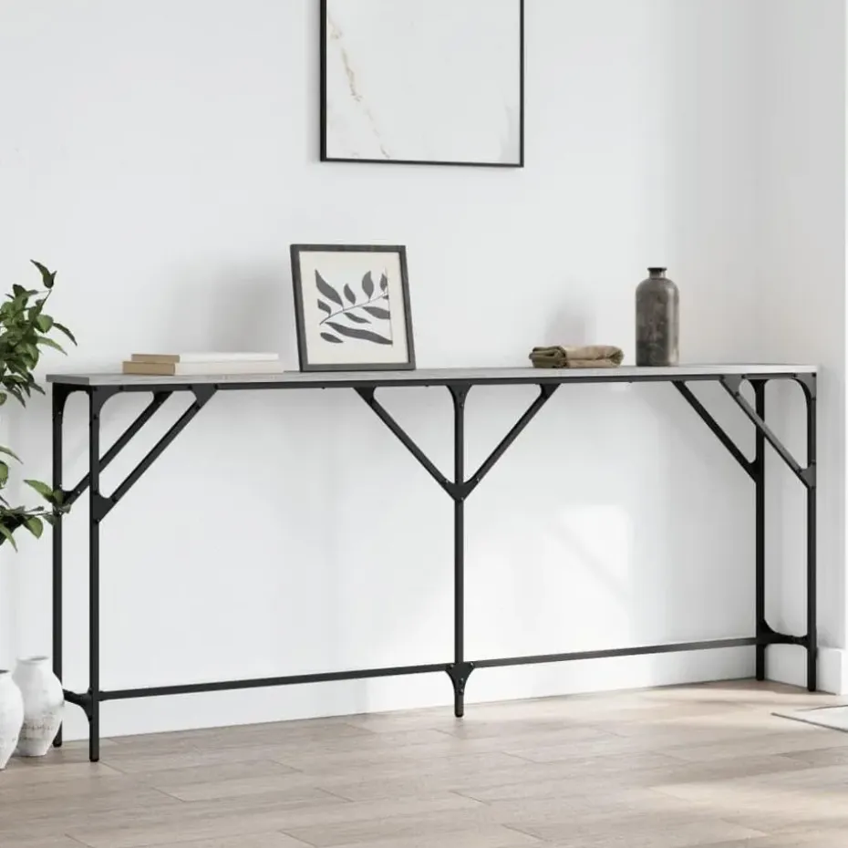 vidaXL - Consoletafel - Grijs sonoma eiken - Bewerkt hout - 180x23x75 cm