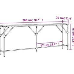 vidaXL - Consoletafel - Sonoma eiken - Bewerkt hout - 200x29x75 cm