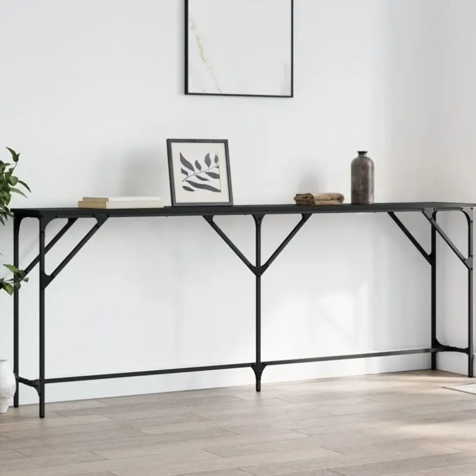 vidaXL - Consoletafel - Zwart - Bewerkt hout - 200x29x75 cm