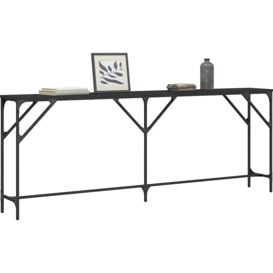 vidaXL - Consoletafel - Zwart - Bewerkt hout - 200x29x75 cm