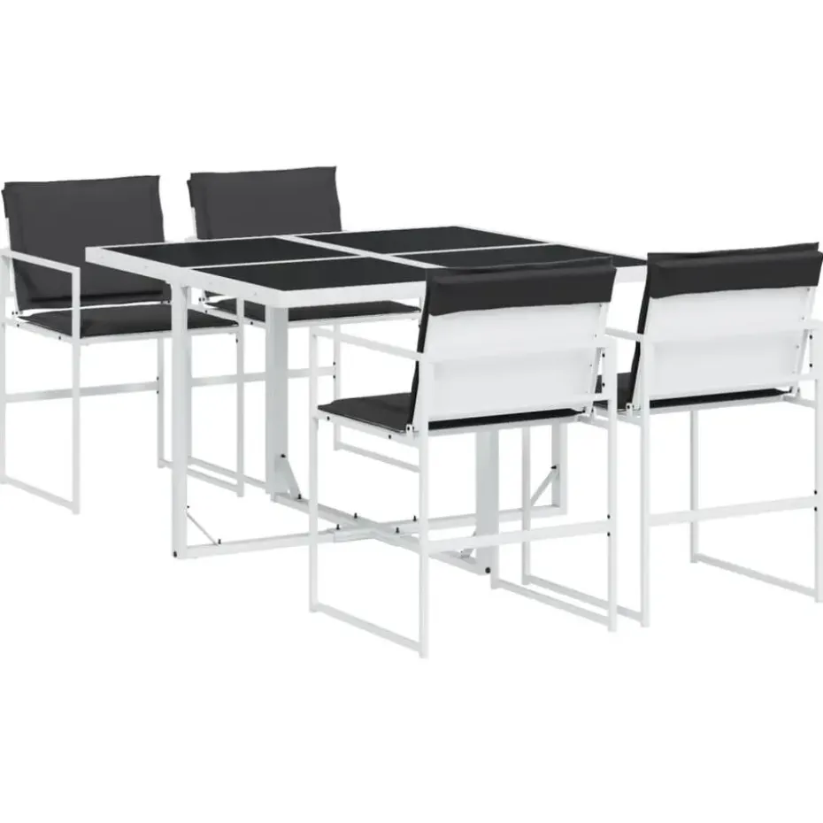 vidaXL - 5-delige inklapbaar Tuinset met kussens -Wit textileen - 110x107 cm