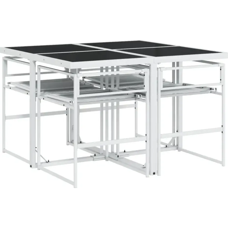 vidaXL - 5-delige inklapbaar Tuinset met kussens -Wit textileen - 110x107 cm