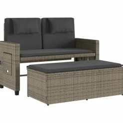 vidaXL - 2-delige Loungebanken Verstelbare met kussens - Grijs - 113x61x87 cm