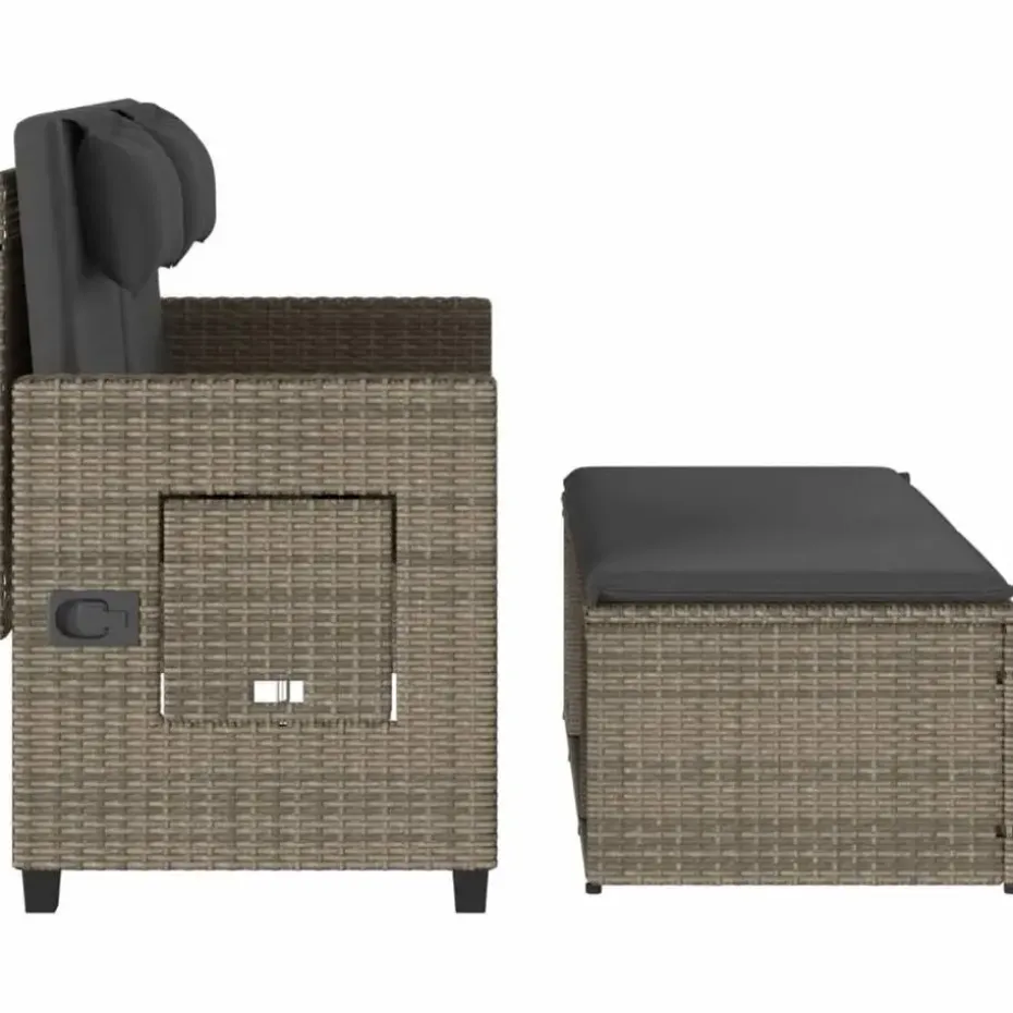 vidaXL - 2-delige Loungebanken Verstelbare met kussens - Grijs - 113x61x87 cm
