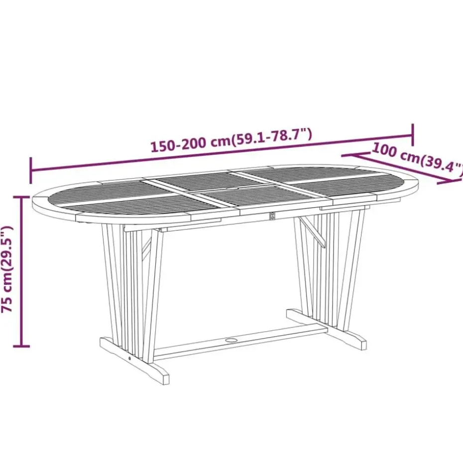 vidaXL - 7-delige Tuinset 6 fauteuils massief eucalyptushout - (150-200)x100 cm