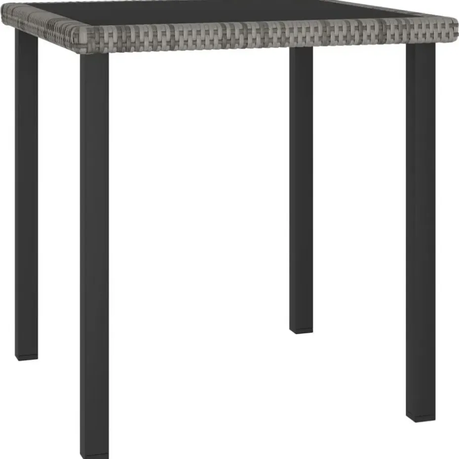 vidaXL - 5-delige Tuinset - Grijs - Poly rattan en glas - 70x70 cm