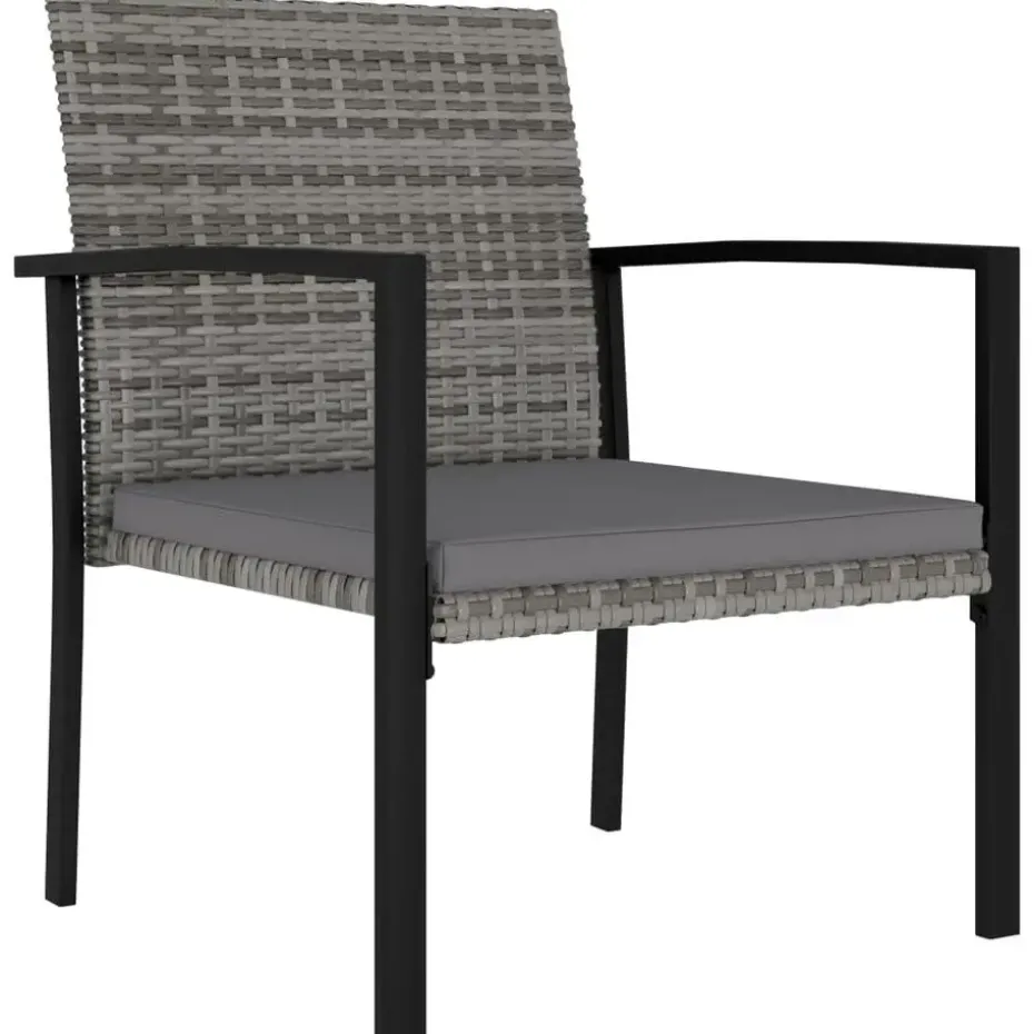 vidaXL - 5-delige Tuinset - Grijs - Poly rattan en glas - 70x70 cm