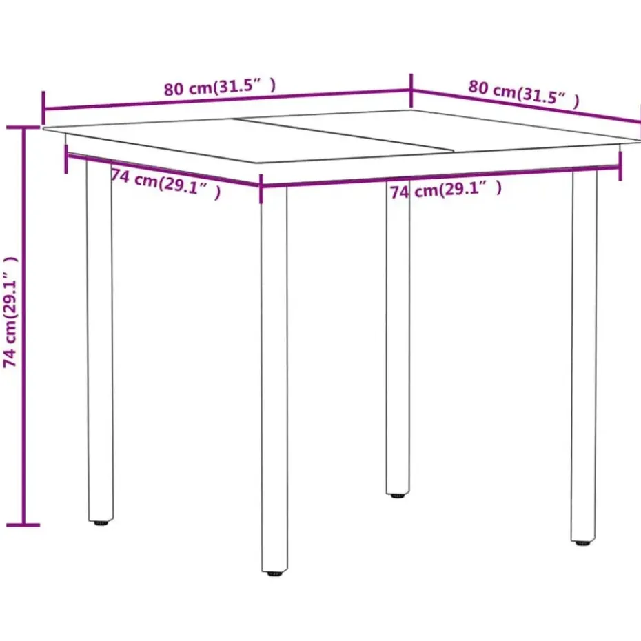 vidaXL - 5-delige Tuinset - Zwart katoenen touw en staal - 80x80 cm
