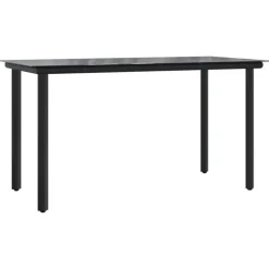vidaXL - 5-delige Tuinset - Zwart - Textileen met voering en staal - 140x70 cm