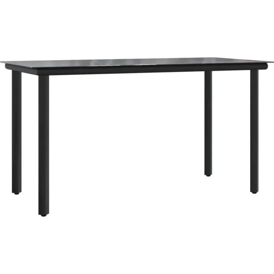 vidaXL - 5-delige Tuinset - Zwart - Textileen met voering en staal - 140x70 cm