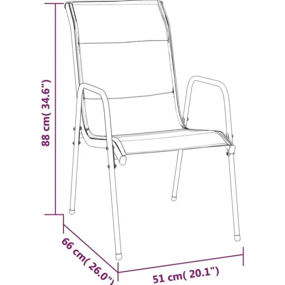 vidaXL - 5-delige Tuinset - Zwart - Textileen met voering en staal - 140x70 cm