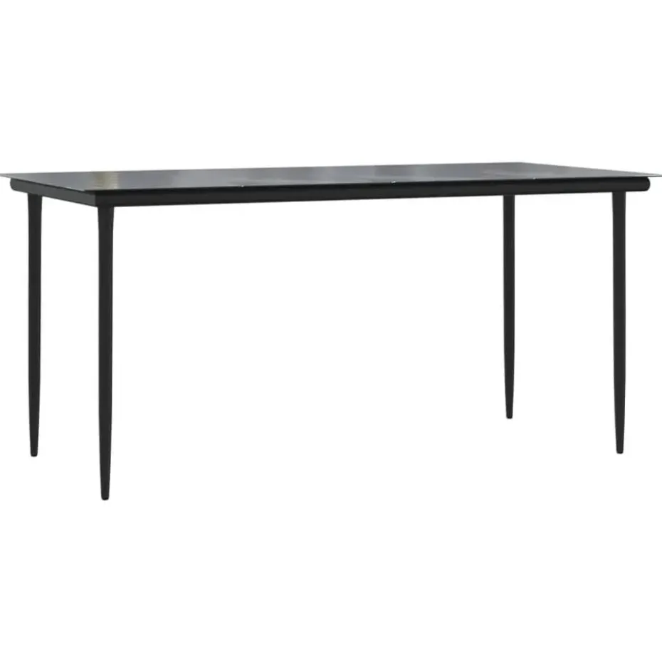 vidaXL - 7-delige Tuinset - Zwart - Textileen met voering en staal - 160x80 cm