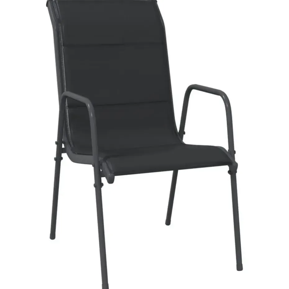 vidaXL - 7-delige Tuinset - Zwart - Textileen met voering en staal - 140x70 cm