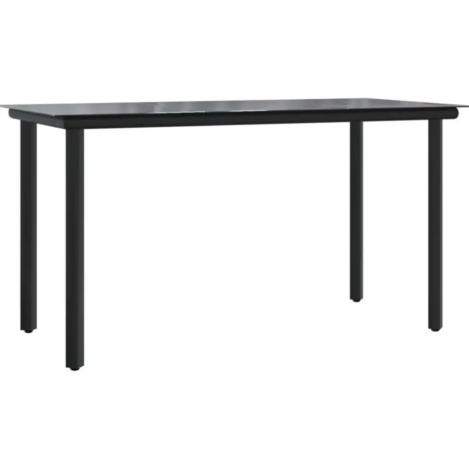 vidaXL - 7-delige Tuinset - Zwart - Textileen met voering en staal - 140x70 cm