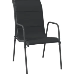 vidaXL - 7-delige Tuinset - Zwart - Textileen met voering en staal - 200x100 cm