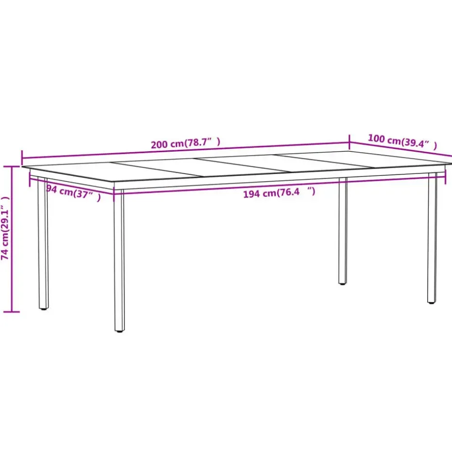 vidaXL - 7-delige Tuinset - Zwart PVC rattan en staal - 200x100 cm