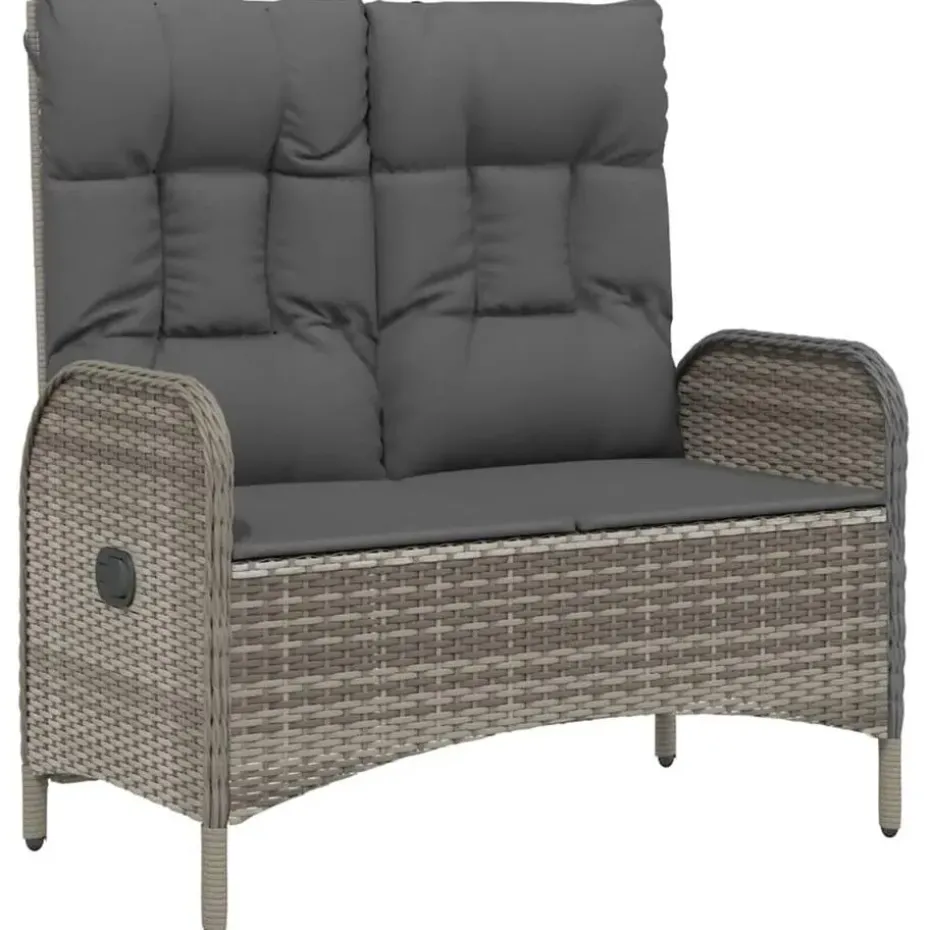 vidaXL - 4-delige Tuinset bank en verstelbare stoelen - Grijs - 160x80 cm