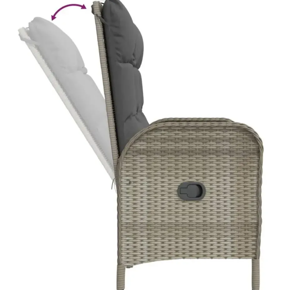 vidaXL - 4-delige Tuinset bank en verstelbare stoelen - Grijs - 160x80 cm