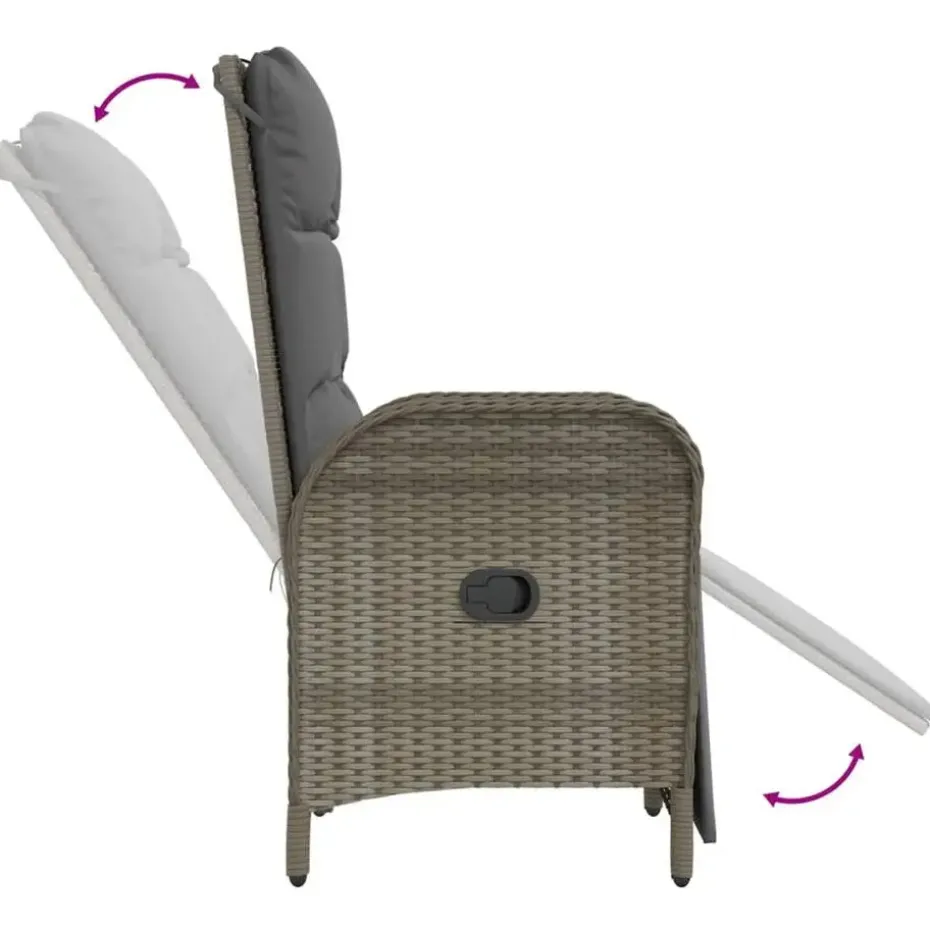 vidaXL - 4-delige Tuinset bank en fauteuils - Grijs - Poly rattan - 160x80 cm