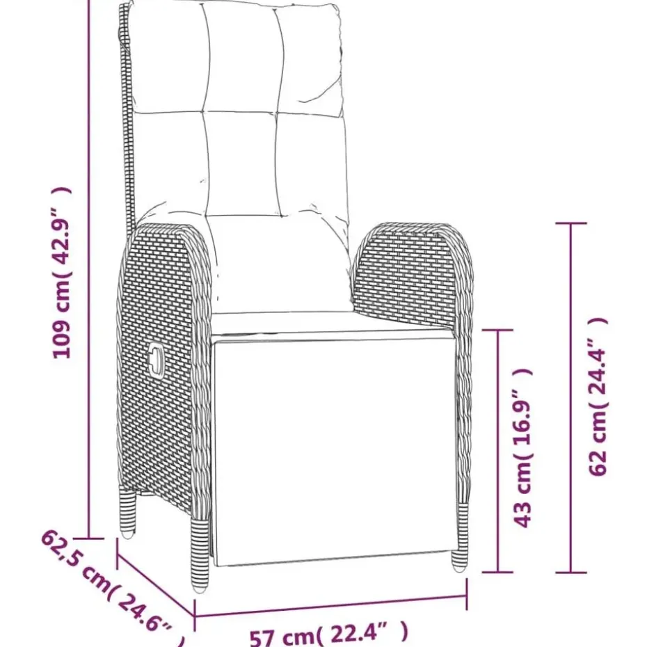 vidaXL - 4-delige Tuinset bank en fauteuils - Grijs - Poly rattan - 160x80 cm