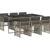 vidaXL - 7-delige Tuinset donkergrijs kussens - Grijs - PE rattan - 110x106 cm