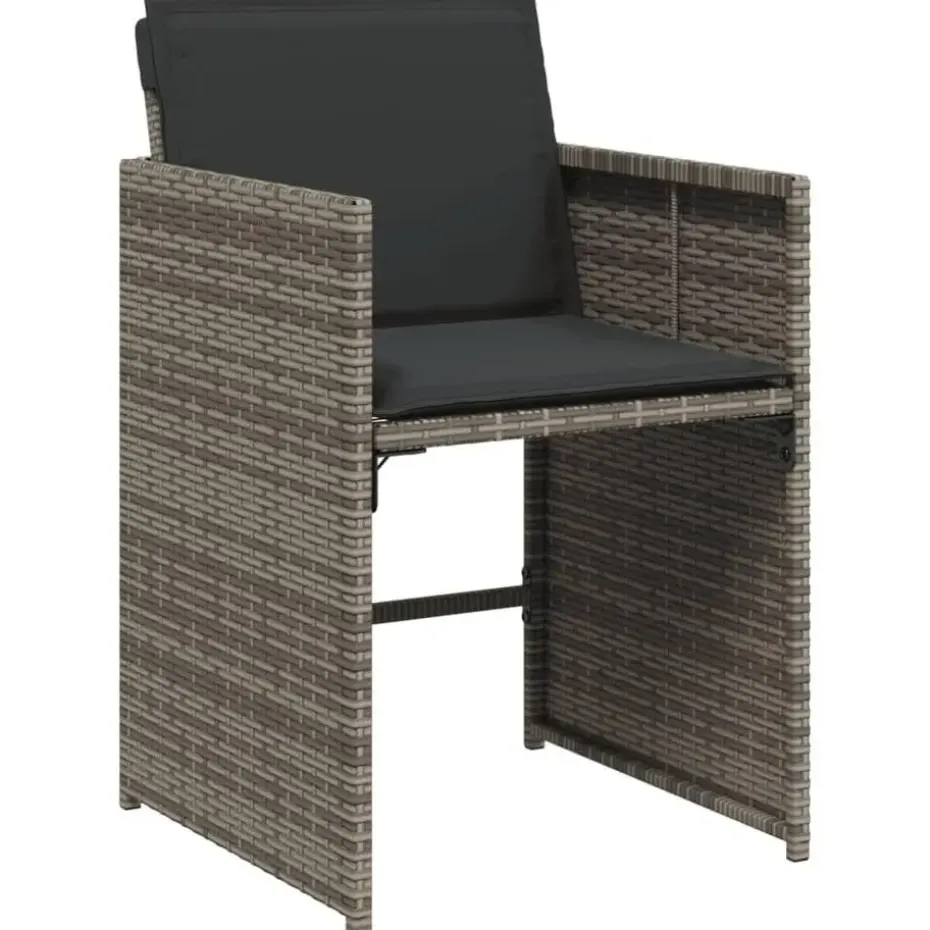 vidaXL - 5-delige Tuinset donkergrijs kussens - Grijs poly rattan - 110x106 cm
