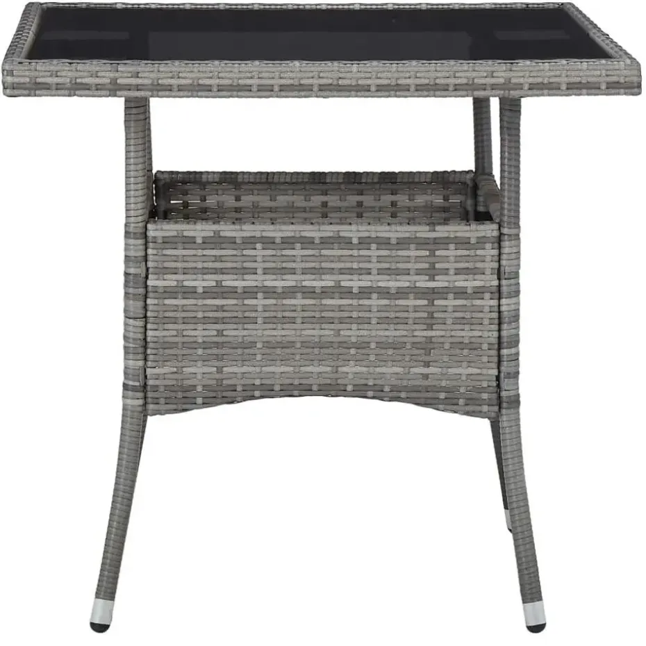 vidaXL - 5-delige Tuinset grijs - Poly rattan en glas - 80x80 cm