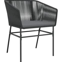 vidaXL - 5-delige Tuinset grijs kussens - Zwart PE rattan en staal - 80x80 cm
