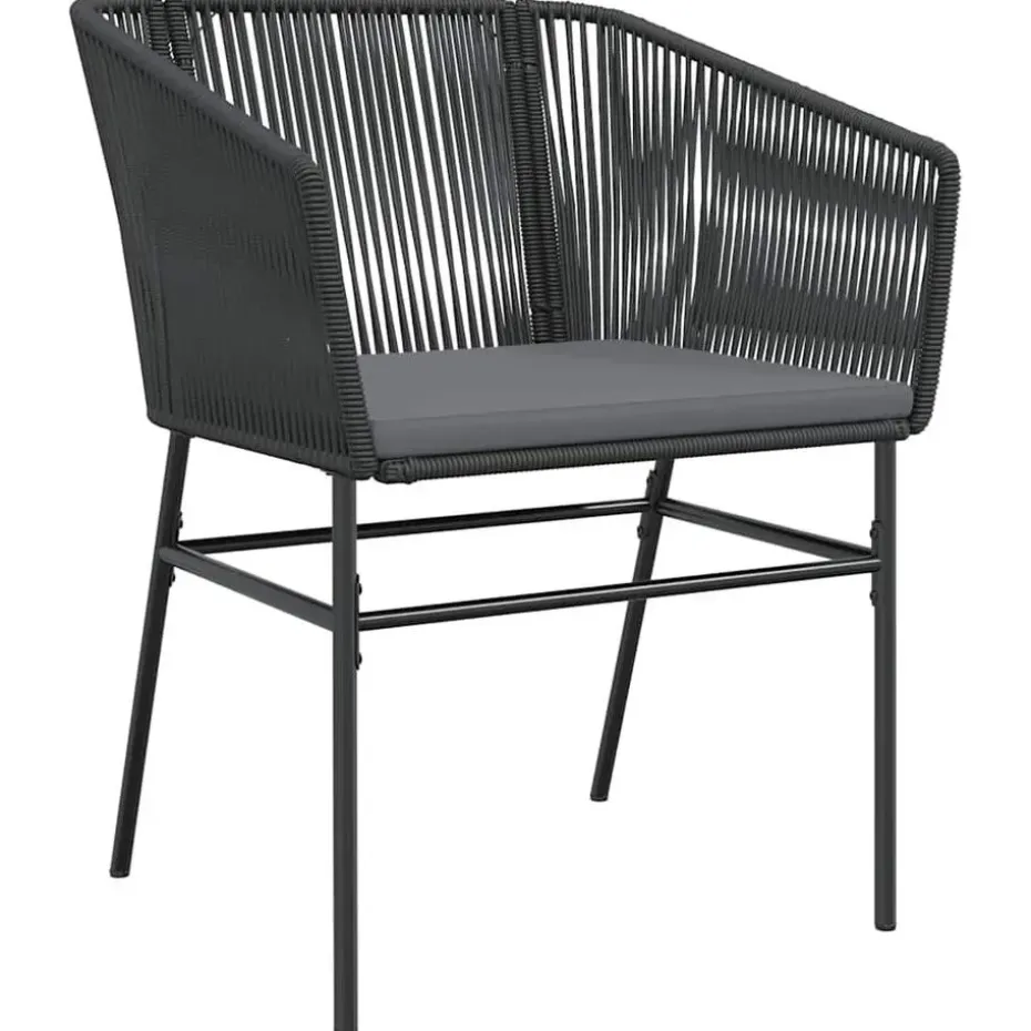 vidaXL - 5-delige Tuinset grijs kussens - Zwart PE rattan en staal - 80x80 cm