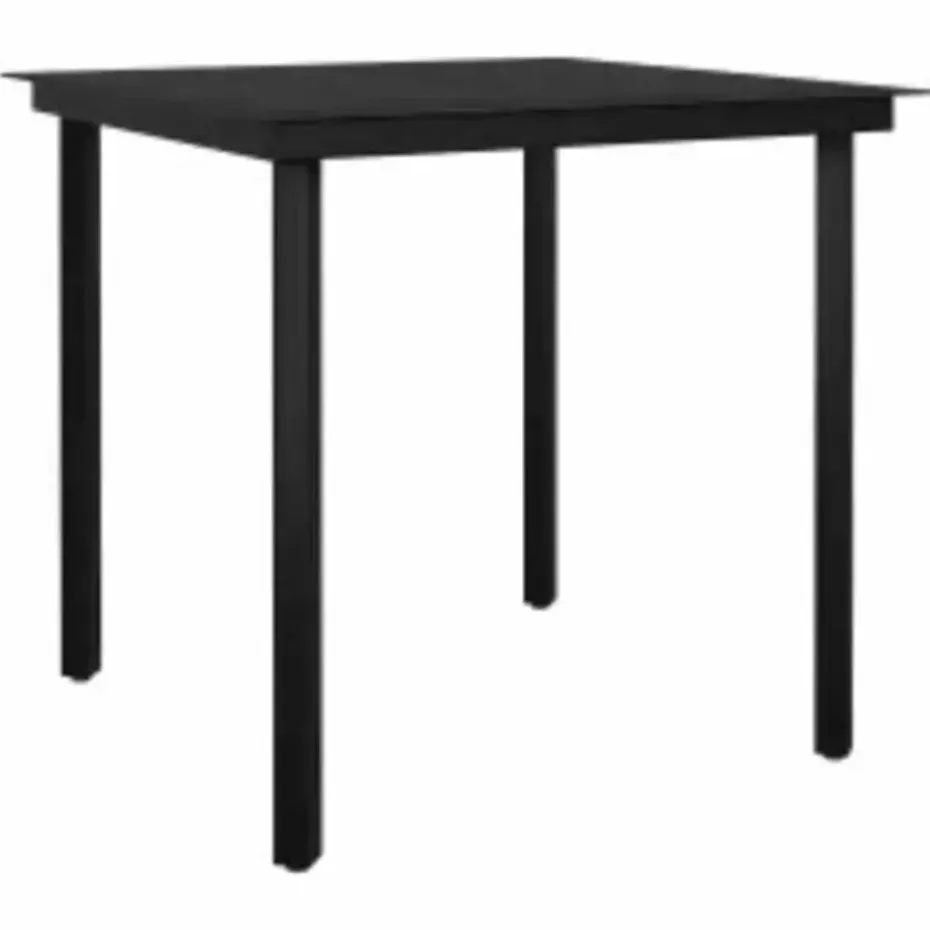 vidaXL - 5-delige Tuinset grijs kussens - Zwart PE rattan en staal - 80x80 cm