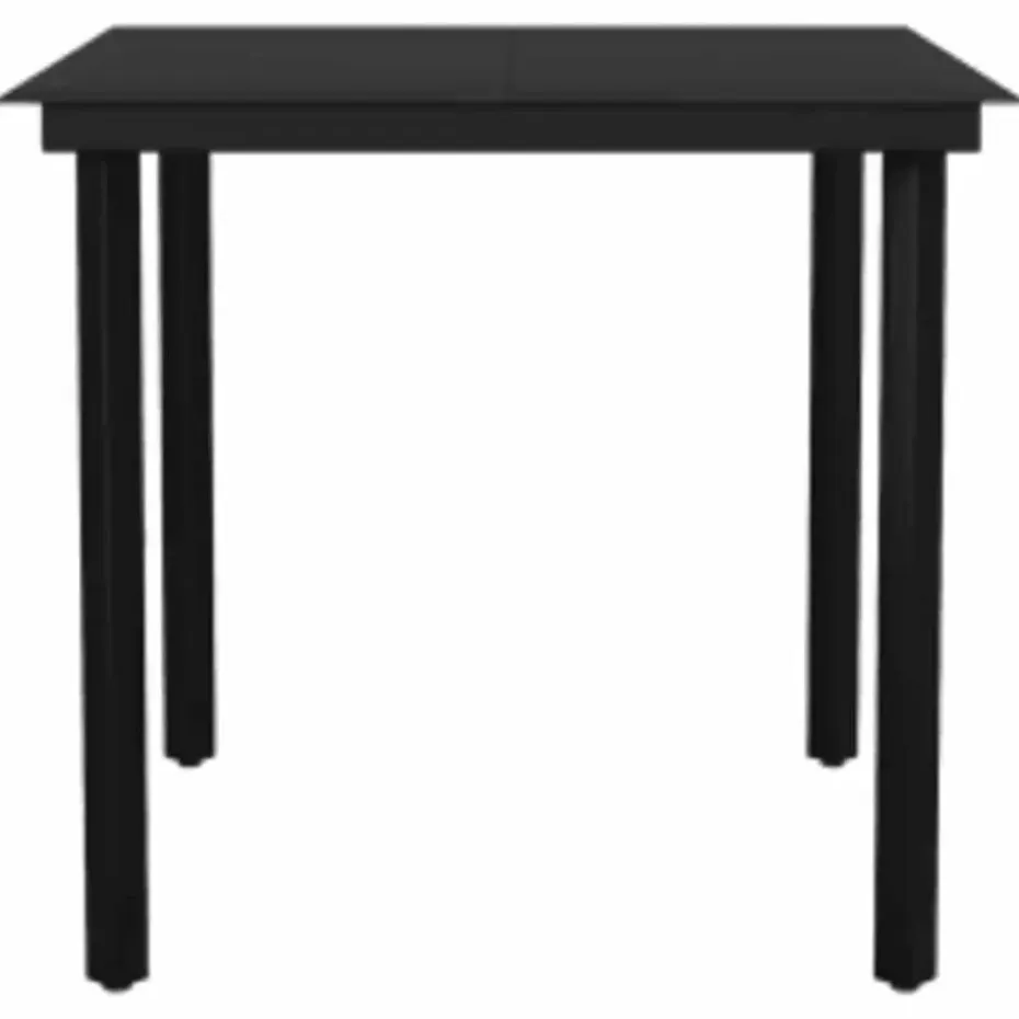 vidaXL - 5-delige Tuinset grijs kussens - Zwart PE rattan en staal - 80x80 cm