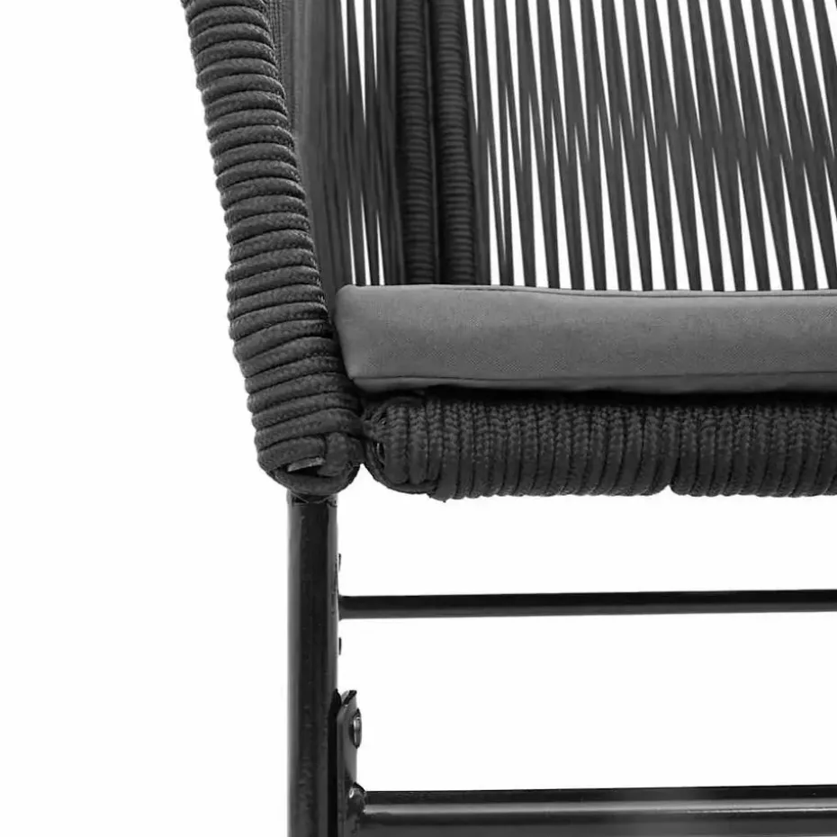 vidaXL - 5-delige Tuinset grijs kussens - Zwart PE rattan en staal - 80x80 cm