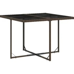 vidaXL - 5-delige Tuinset met wit kussens - Bruin - Poly rattan - 110x106 cm