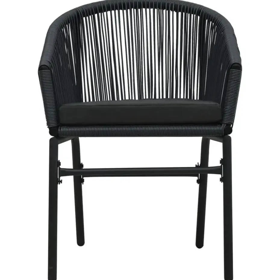 vidaXL - 5-delige Tuinset met kussens - Zwart PVC-rattan en staal - 80x80 cm