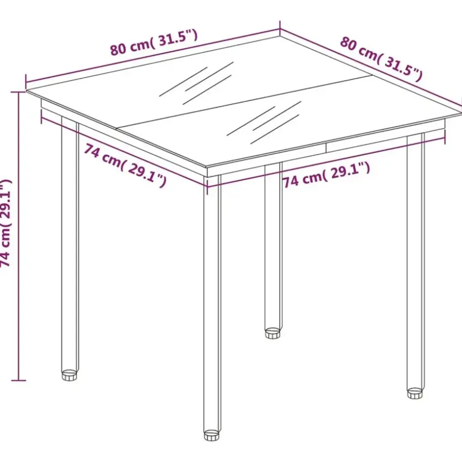 vidaXL - 5-delige Tuinset met kussens - Zwart PVC-rattan en staal - 80x80 cm