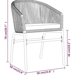 vidaXL - 5-delige Tuinset met kussens - Zwart PVC-rattan en staal - 80x80 cm