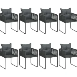 vidaXL - 9-delige Tuinset met kussens - Zwart - PVC-rattan - 184.5x90 cm