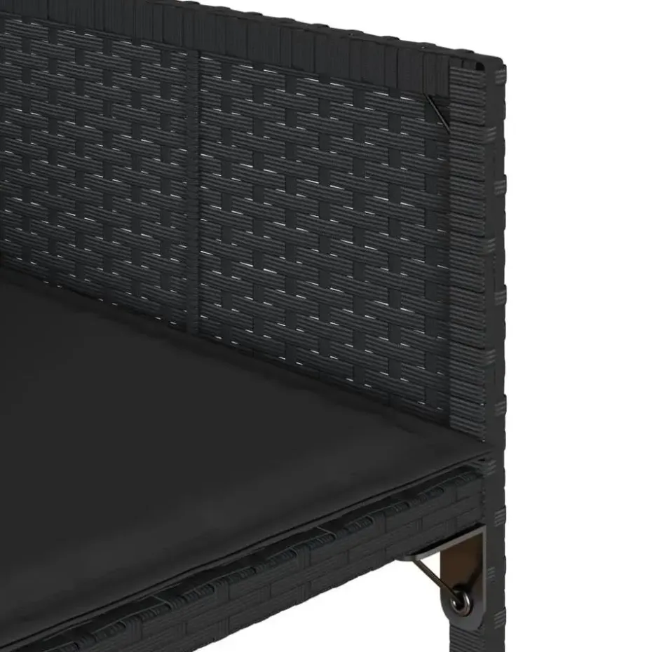 vidaXL - 5-delige Tuinset met kussens - Zwart - PE rattan en glas - 110x106 cm