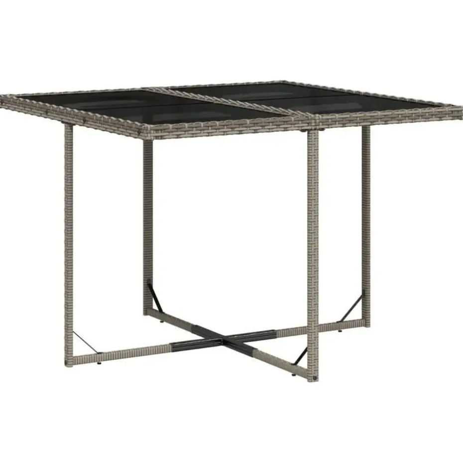 vidaXL - 7-delige Tuinset met donkergrijs kussens - PE rattan - 110x106 cm