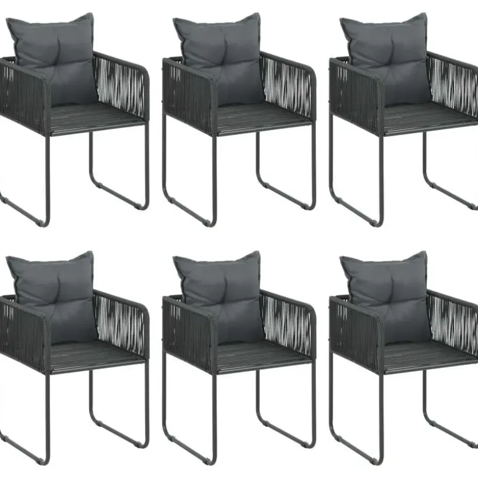 vidaXL - 7-delige Tuinset met kussens - Zwart & bruin - PVC-rattan - 184.5x90 cm