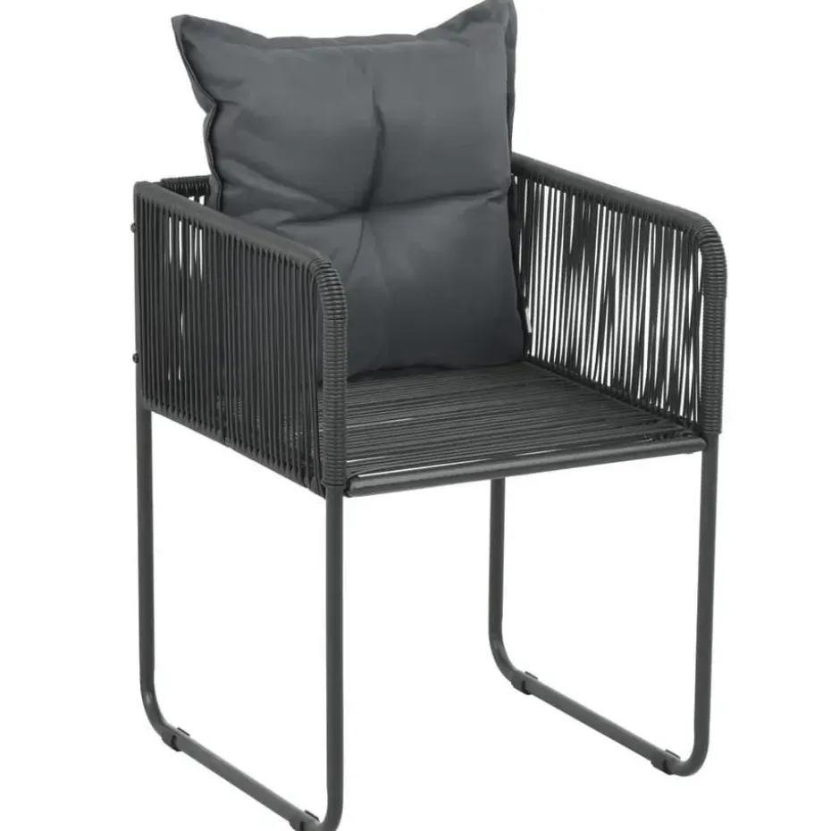 vidaXL - 7-delige Tuinset met kussens - Zwart & bruin - PVC-rattan - 184.5x90 cm