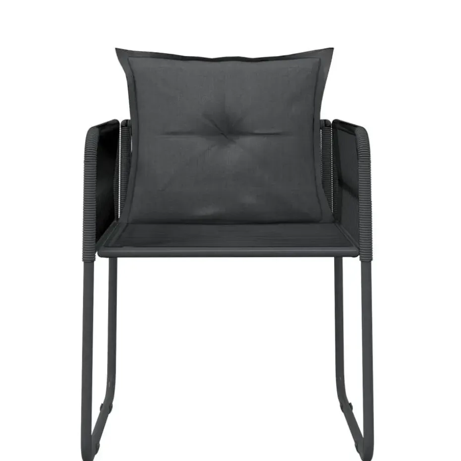 vidaXL - 5-delige Tuinset met kussens - Zwart PE rattan & staal - 80x80 cm