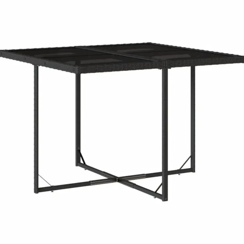 vidaXL - 5-delige Tuinset wit kussens - Zwart - PE rattan en glas - 110x106 cm