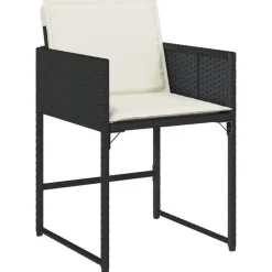 vidaXL - 5-delige Tuinset wit kussens - Zwart - PE rattan en glas - 110x106 cm