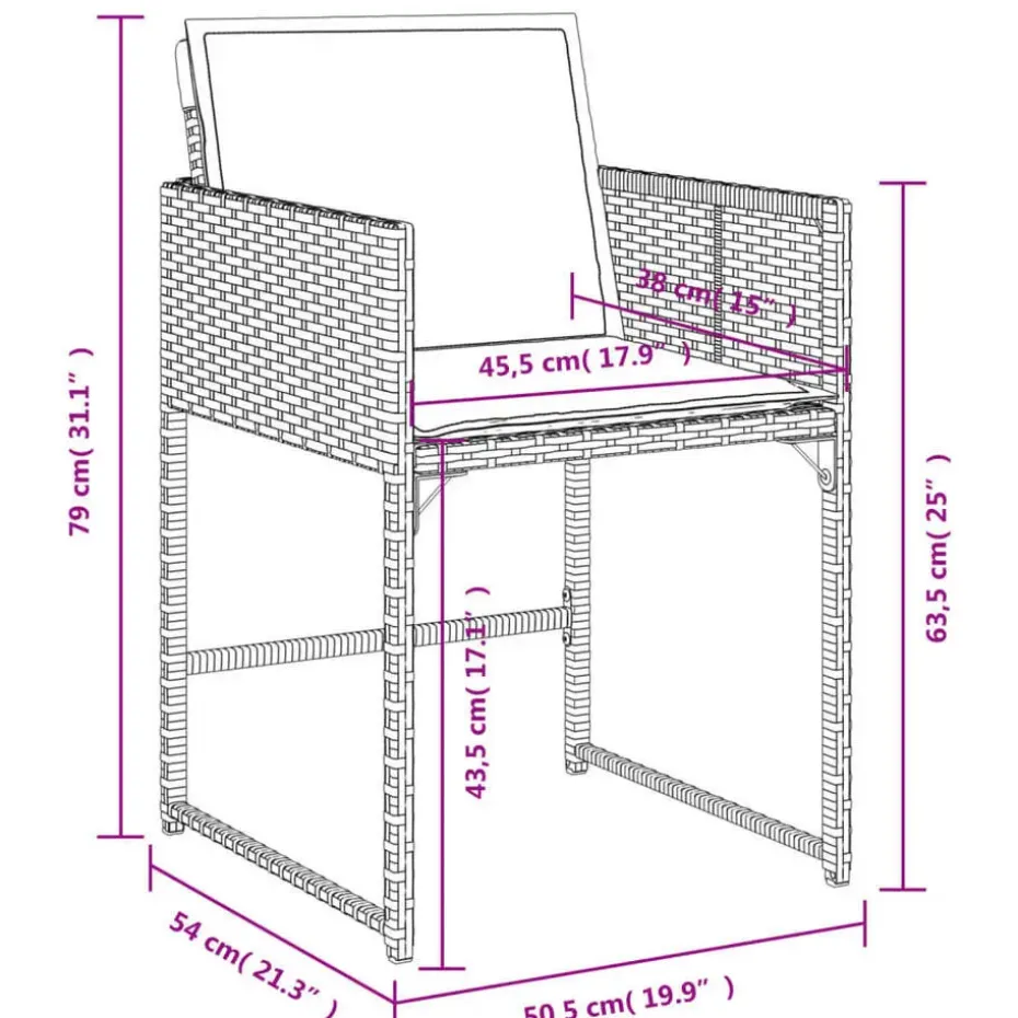 vidaXL - 5-delige Tuinset wit kussens - Zwart - PE rattan en glas - 110x106 cm